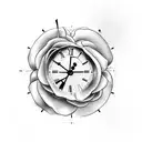 Clock inside a Rose tattoo design idea