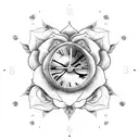 Clock inside a Rose tattoo design idea