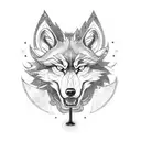 A motorcycle roaring through a winding road with a wolf riding it, surrounded by musical notes tattoo design idea