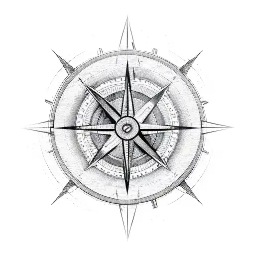 half compass and half ship wheel dividing them with a diagonal slash tattoo design idea