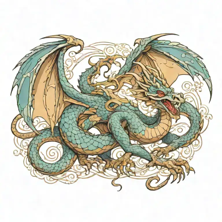 fantasy western dragon wrapped tattoo design idea