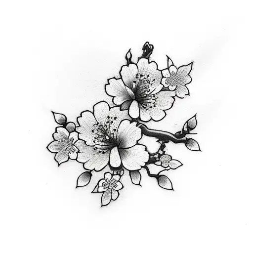 Cherry Blossom Small Black tattoo design idea