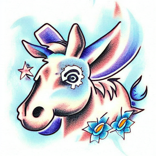  blue donkey piñata tattoo design idea