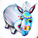 blue donkey piñata tattoo design idea