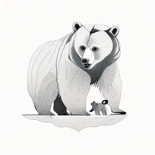 Mother bear with three Kids  tattoo design idea
