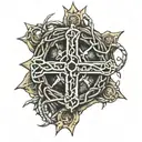 crown of thorns on cross anchor intertwined tattoo design idea
