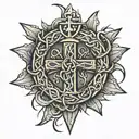 crown of thorns on cross anchor intertwined tattoo design idea