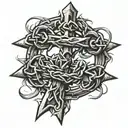 crown of thorns on cross anchor intertwined tattoo design idea