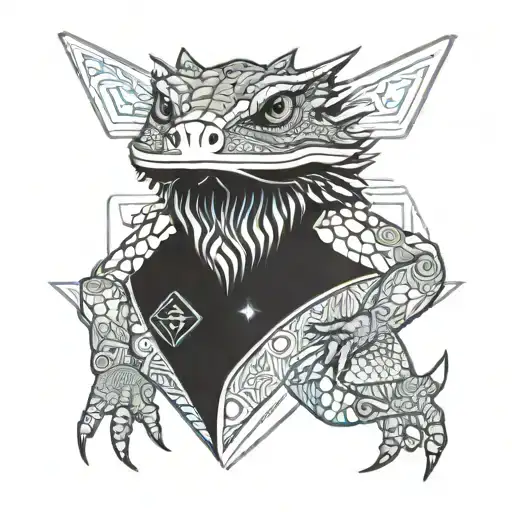bearded dragon sup-board tattoo design idea