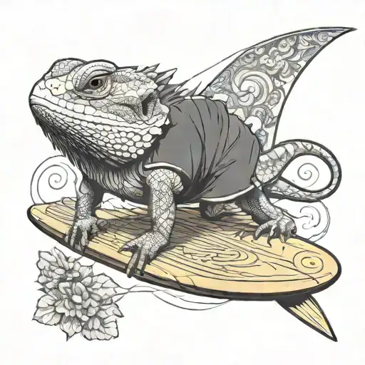 bearded dragon sup-board tattoo design idea