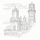 Torre de belem tower of lisbon; casa batlló by antoni gaudi in barcelona; court of the lions la alhambra granada tattoo design idea