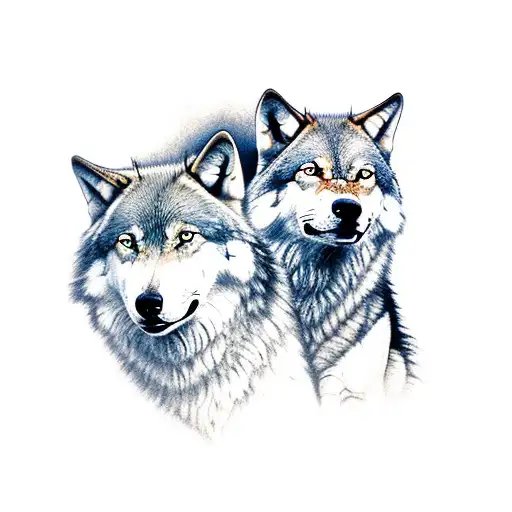 Two wolves in front of the colosseum tattoo design idea
