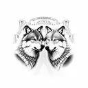 Two wolves in front of the colosseum carrying the AS-Roma football-club logo tattoo design idea