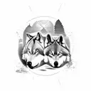 Two wolves in front of the colosseum tattoo design idea
