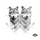 Two wolves in front of the colosseum tattoo design idea
