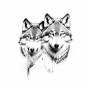 Two wolves in front of the colosseum tattoo design idea