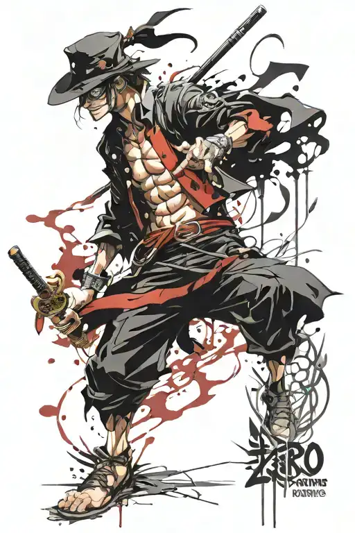 roronoro zorro one piece tattoo design idea