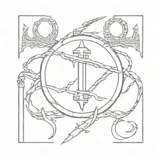 combine the symbol of sacrifice from berserk and the rod of asklepios symbol into one symbol tattoo design idea