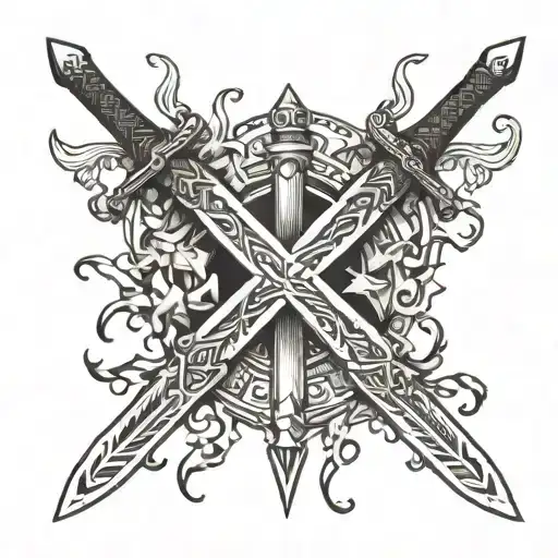 Two swords are crossed tattoo design idea