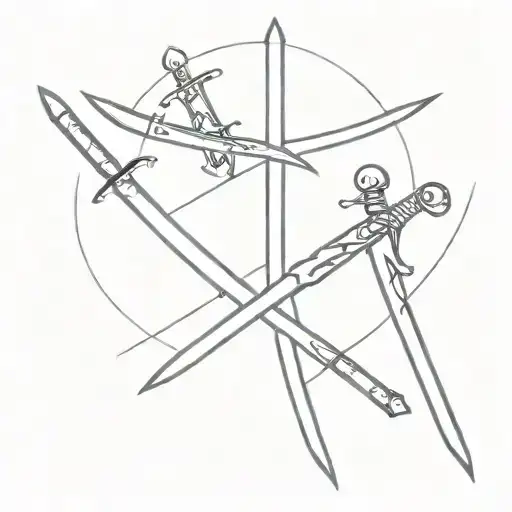two swords are crossed tattoo design idea