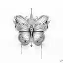 silver butterflies and red strings tattoo design idea