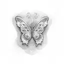 silver butterflies and red strings tattoo design idea