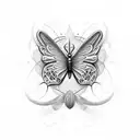 silver butterflies and red strings tattoo design idea
