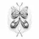 silver butterflies and red strings tattoo design idea