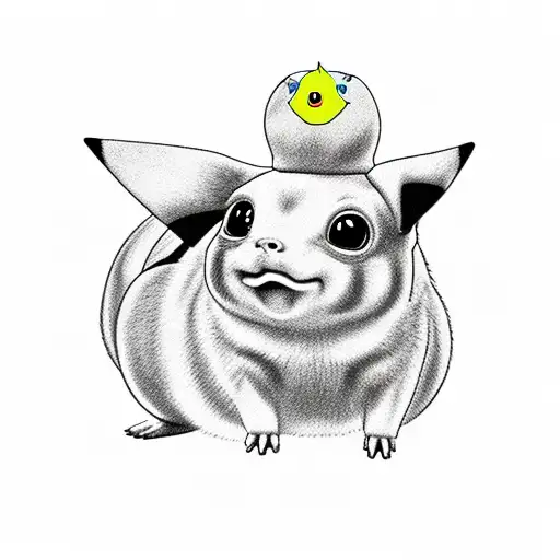 pickachu with purple lighting tattoo design idea