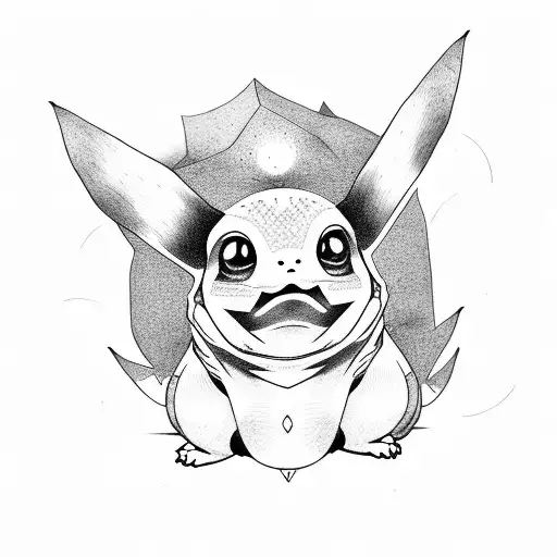 pickachu with purple lighting tattoo design idea