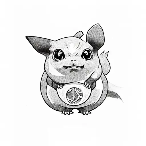 pickachu with purple lighting around it tattoo design idea