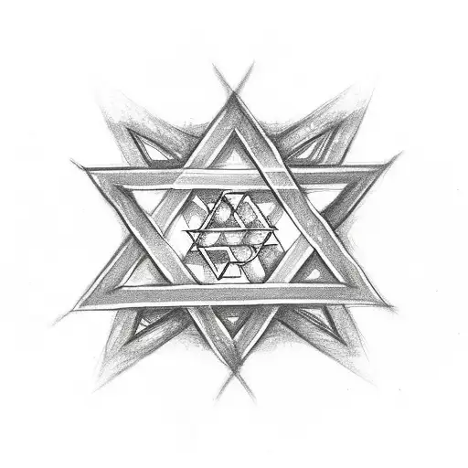 Star of David with a 9 in the middle and clouds with 6 in the middle behind it tattoo design idea