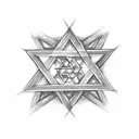 Star of David with a 9 in the middle and clouds with 6 in the middle behind it tattoo design idea