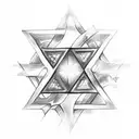 Star of David with a 9 in the middle and clouds with 6 in the middle behind it tattoo design idea