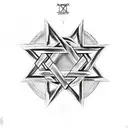 Star of David with a 9 in the middle and clouds with 6 in the middle behind it tattoo design idea