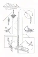 cn towe,culinary masterpiece infused with elements  tattoo design idea