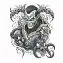 loki ,deadpoo and venom tattoo design idea
