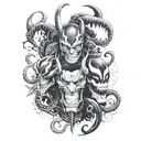 loki ,deadpoo and venom tattoo design idea