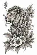 Feather geranium lion tattoo design idea
