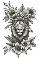 Feather geranium lion tattoo design idea