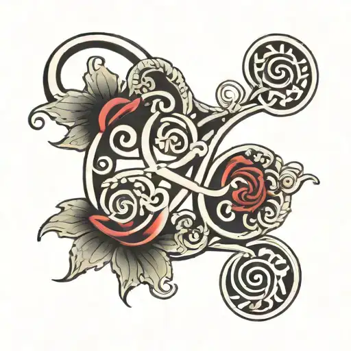 Triskele with the phrase "souls love each other and tell the truth" going around the triskele tattoo design idea