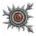 itachi Uchiha mangekyou sharingan in shattered glasses tattoo design idea