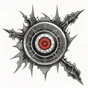 itachi Uchiha mangekyou sharingan in shattered glasses tattoo design idea