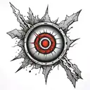 itachi Uchiha mangekyou sharingan in shattered glasses tattoo design idea