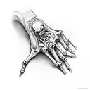 hand tattoo, skeleton design, with spider web at beginning near wrist, also make the skeleton hand very detailed tattoo design idea