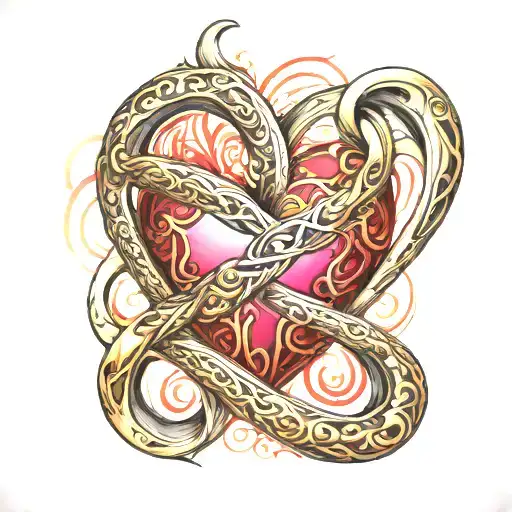 infinity symbol combined with heart made tattoo design idea