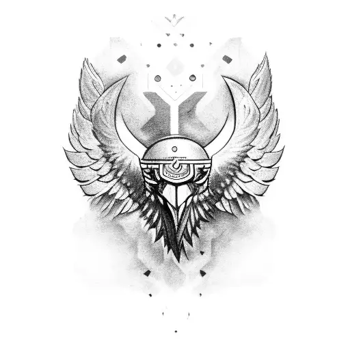 odin's ravens with runes tattoo design idea