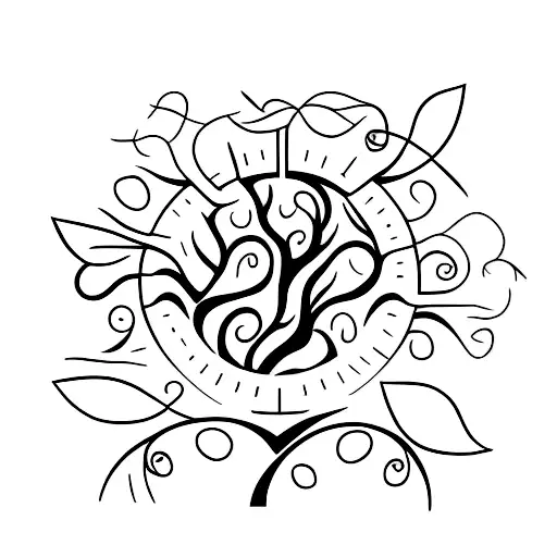 A minimalist tattoo of a family tree with each member represented by a small leaf tattoo design idea