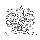 A minimalist tattoo of a family tree with each member represented by a small leaf tattoo design idea