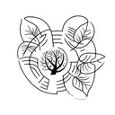 A minimalist tattoo of a family tree with each member represented by a small leaf tattoo design idea